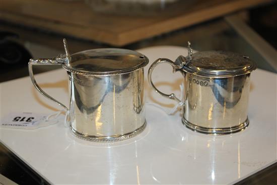 Two Victorian silver drum mustards, 8 oz.